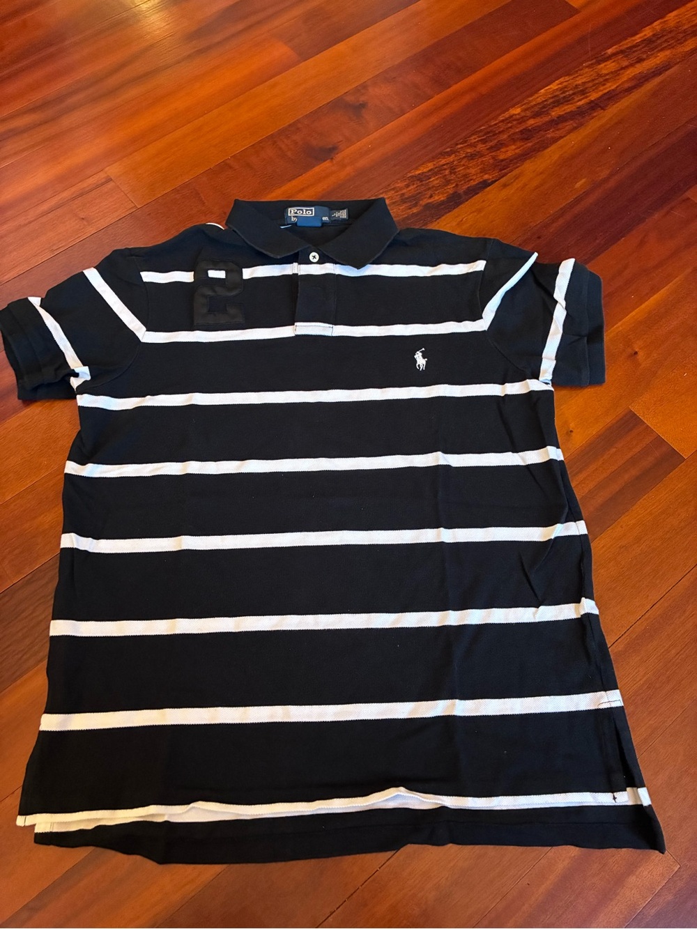 Polo Ralph Lauren Men’s Custom Fit Black & White Striped Polo size Large
